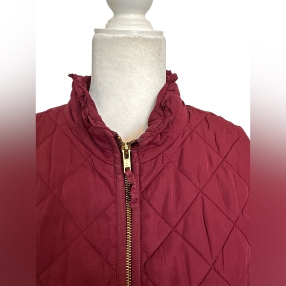 J Crew Mercantile Excursion Quilted Vest Wine Burgundy Maroon Ruffled Size XL - Picture 3 of 7